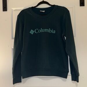 Columbia Women's Crewneck Sweatshirt in Forest Green with Teal Logo
